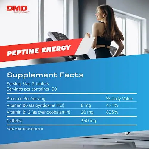 PEPTIME Energy Tablets, Vitamin B6 and B12 Caffeine Pills, 350 mg Caffeine PEPTIME Energy Au supplements