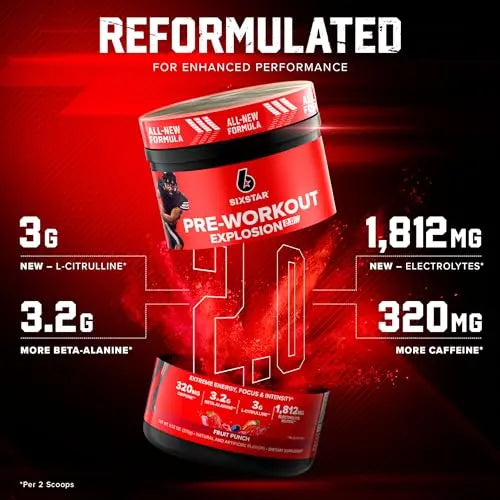 Six Star Pre-Workout Explosion 2.0 Fruit Punch - Pre-Workout Powder, Explosive Energy Six Star Au supplements