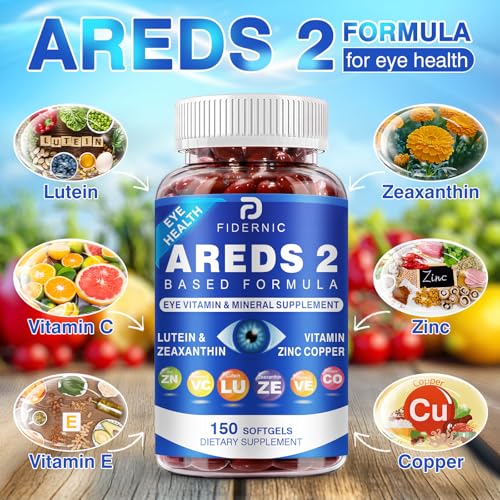 AREDS 2 Eye Vitamin & Mineral Supplement — Lutein and Zeaxanthin Supplement, Vitamin C & E, Zinc & Copper for Blue Light Protection, Eye Health Support