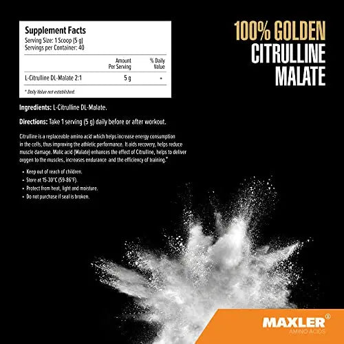 Maxler 100% Golden Citrulline Malate Powder - Vegan L-Citrulline DL-Malate 2:1 Amino Acid Maxler Au supplements