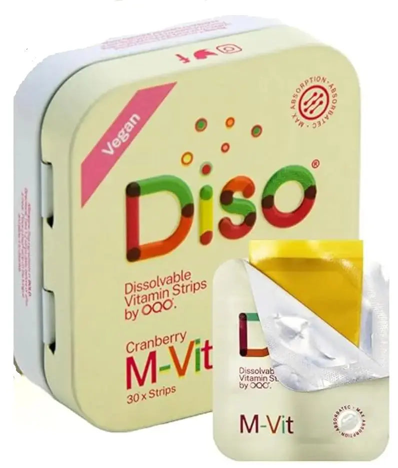 DISO - M-VIT - Fast-Dissolving Multivitamin Oral Strips, Cranberry Flavor, Vegan, Sugar Free, Gluten Free, Individually Wrapped DISO Au supplements