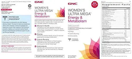GNC Womens Ultra Mega Energy and Metabolism Multivitamin for Women, 90 Count GNC Au supplements