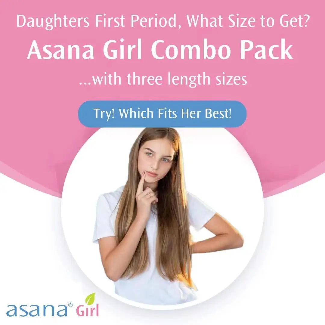 Asana Natural Teen Period Pads Combo Pack (Mini, Mini Long, Liner, and Women Reg - Chlorine Free Asana Au supplements