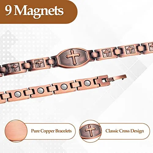 Jecanori Copper Bracelets for Women,Classic Magnetic Copper Bracelet,Valentine's Day Jecanori Au supplements