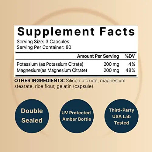 Potassium Magnesium Supplement – 200mg + | 240 Capsules Easily Absorbed Citrate NatureBell Au supplements