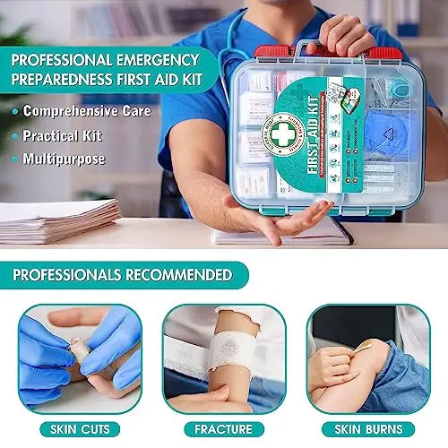 General Medi 420 Pieces Professional First Aid Kit - HardCase First Aid Box - Contains General Medi Au supplements