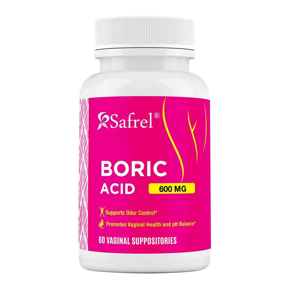 Safrel Boric Acid Vaginal Suppositories - 60 Count (1-Pack) – 100% Pure USA-Made, Supports Intimate Safrel Au supplements