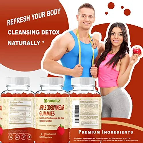 NOVALZ Apple Cider Vinegar Gummies for Weight Control, Detox, & Cleanse, 500mcg ACV NOVALZ Au supplements