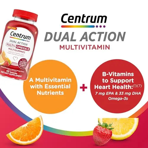 Centrum MultiGummies Multi+ Omega 3 Dual Action, Adult Multivitamin, Multivitamin/Multimineral/Omega 3 Centrum Au supplements