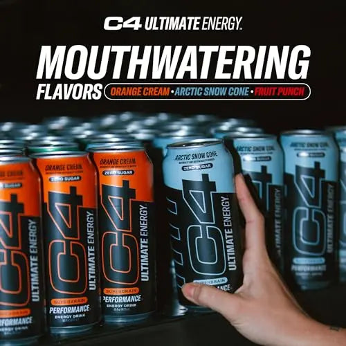 C4 Ultimate Sugar Free Energy Drink 16oz (Pack of 12) | Arctic Snow Cone | Pre Workout Cellucor Au supplements