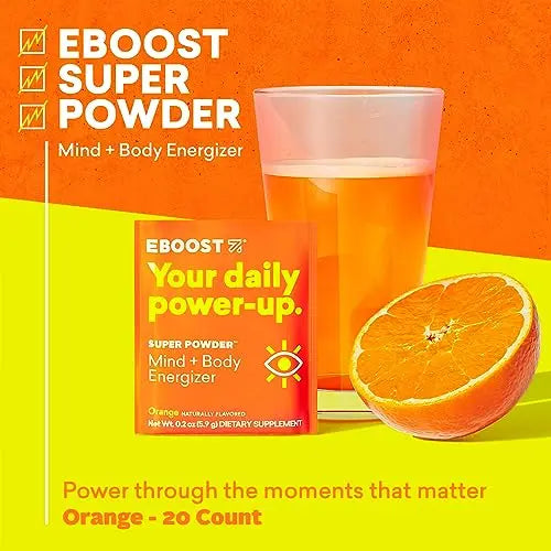 EBOOST Energy Drink & Electrolyte Powder, 20 Packets - Super Powder Orange EBOOST Au supplements