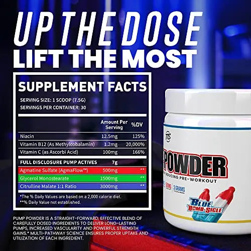 MAN Sports Pump Powder Blue Bombsicle - Stimulant Free Pre Workout Drink MAN Sports Au supplements