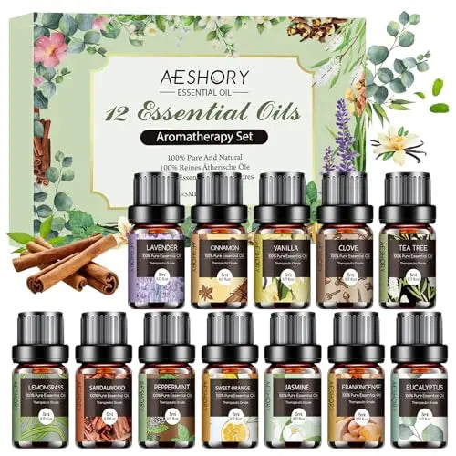 Essential Oils Set - 12 Pcs Aromatherapy Essential Oil Kit for Diffuser, Humidifier, Aromatherapy, Massage Aeshory Au supplements