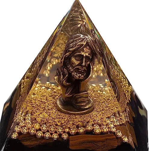 FENGSHUI-CAISHEN Mini Jesus Figurine in Healing Crystal Orgone Pyramid - Obsidian Tiger's Eye FENGSHUI-CAISHEN Au supplements