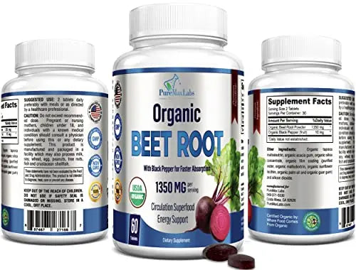 YUMMYVITE Organic Beet Root Powder Tablets - 1350mg with Black Pepper for Faster YUMMYVITE Au supplements
