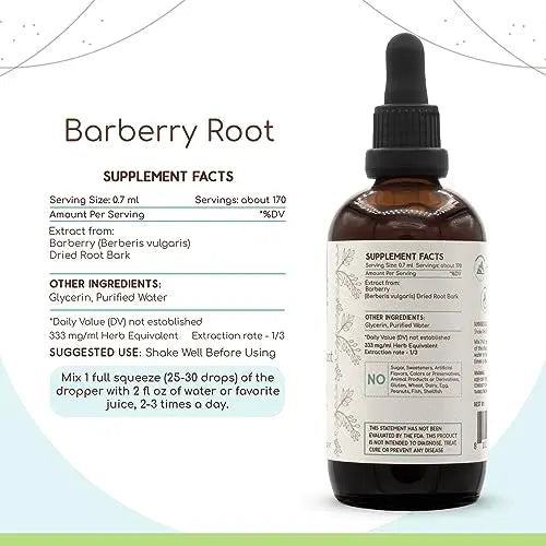 Barberry Root B120 Alcohol-Free Herbal Extract Tincture, Concentrated Liquid Drops Natural Barberry HerbEra Au supplements