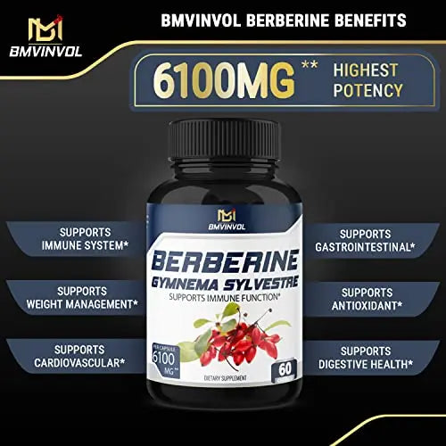BMVINVOL 5-in-1 Berberine Supplement 6100mg with Ceylon Cinnamon, Gymnema Sylvestre BMVINVOL Au supplements