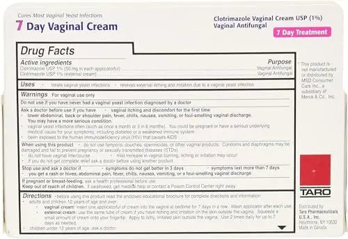 Taro Clotrimazole 7 Vaginal Cream 45 g TARO Au supplements