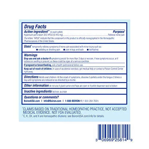 Boiron Hypericum Perforatum 30C Homeopathic Medicine for Relief from Nerve Pain, Toothaches Boiron Au supplements