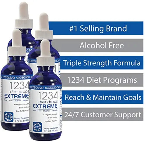 Creative Bioscience 1234 Diet Drops Extreme, 2 Fl Oz (4 Pack) Creative Bioscience Au supplements