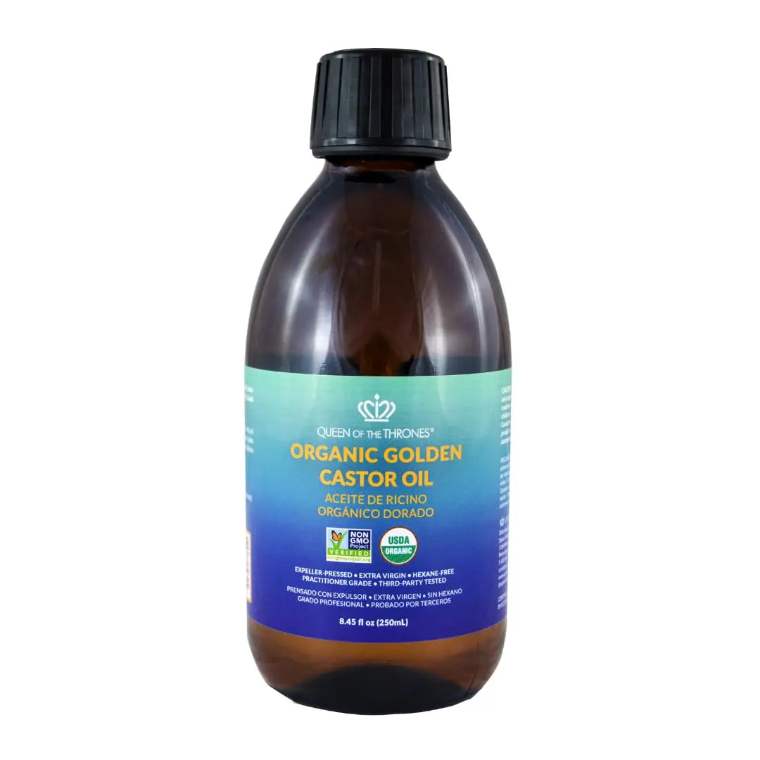 QUEEN OF THE THRONES Organic Golden Castor Oil - 8.45oz (250mL) | 100% Pure & Expeller Pressed QUEEN OF THE THRONES Au supplements