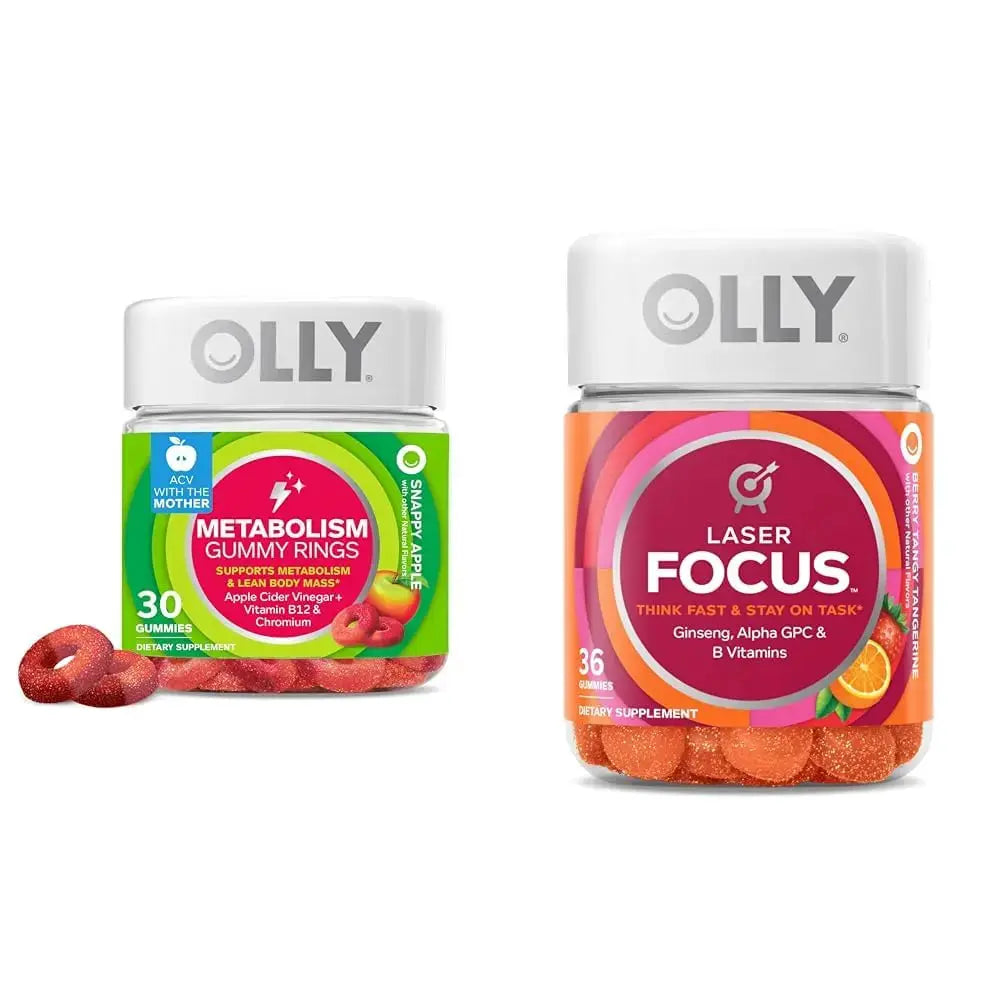 OLLY Metabolism 30 Count & Laser Focus 36 Count Gummy Vitamin Bundles OLLY Au supplements