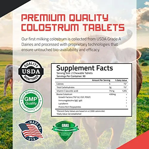 Bovine Colostrum Chewable Tablets - TBR Labs - with Immunoglobulins and Lactoferrin TBR Labs Au supplements