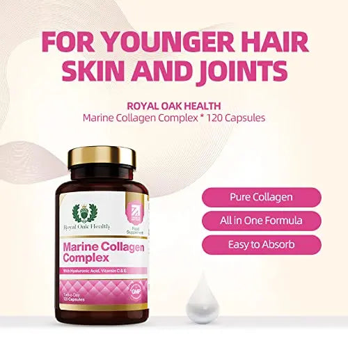 Marine Collagen Complex – 120 Hydrolyzed Fish Collagen Capsules – Enriched with Vitamin C Royal Oak Health Au supplements
