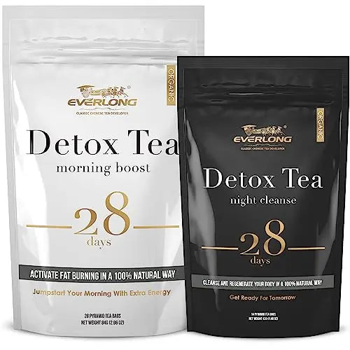 EVERLONG Detox Tea 28 Day Morning Boost Tea and Night Cleanse Tea, Burn Fat and Boost EVERLONG Au supplements