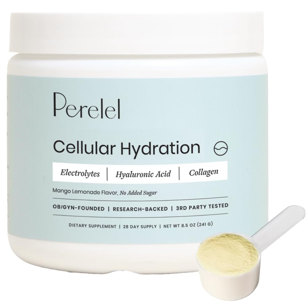 Perelel Hydration Powder, Electrolyte Supplement with Collagen & Hyaluronic Acid, Mango Lemonade Flavor, Soy & Gluten Free, Non GMO, No Added Sugar, 28 Servings
