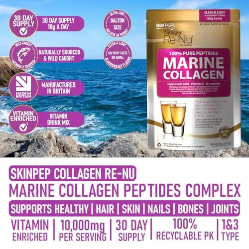 SkinPep® Collagen Re-Nu Liquid Shot Sachet 15-30 Day Supply - The Anti-Ageing Daily Collagen Drink Mix SkinPep Au supplements