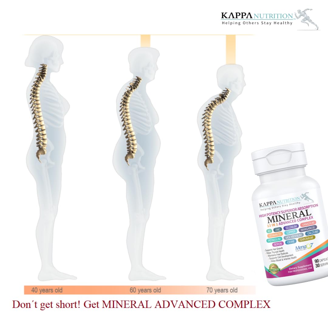 KAPPA NUTRITION (90 Capsules,Vitamin K2, Vitamin D3, Zinc, Selenium, Vanadium, Copper, Manganese, Potassium, Molybdenum, Calcium, Chromium, Iodine, Boron,