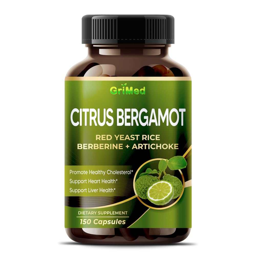 Citrus Bergamot with Red Yeast Rice, Garlic, Artichoke for Healthy Cholesterol, Heart Health (150 Count (Pack of 1))