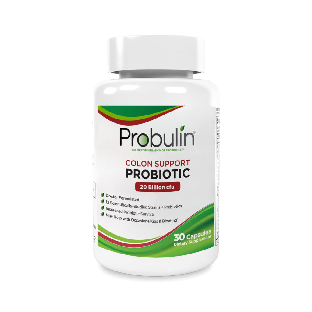 Probulin Colon Support Probiotic Supplement, Daily Gut, Digestive, and Immune Health Probiotics Capsules for Men and Women, 20 Billion CFU, Vegan, 30 Count Bottle Probulin Au supplements