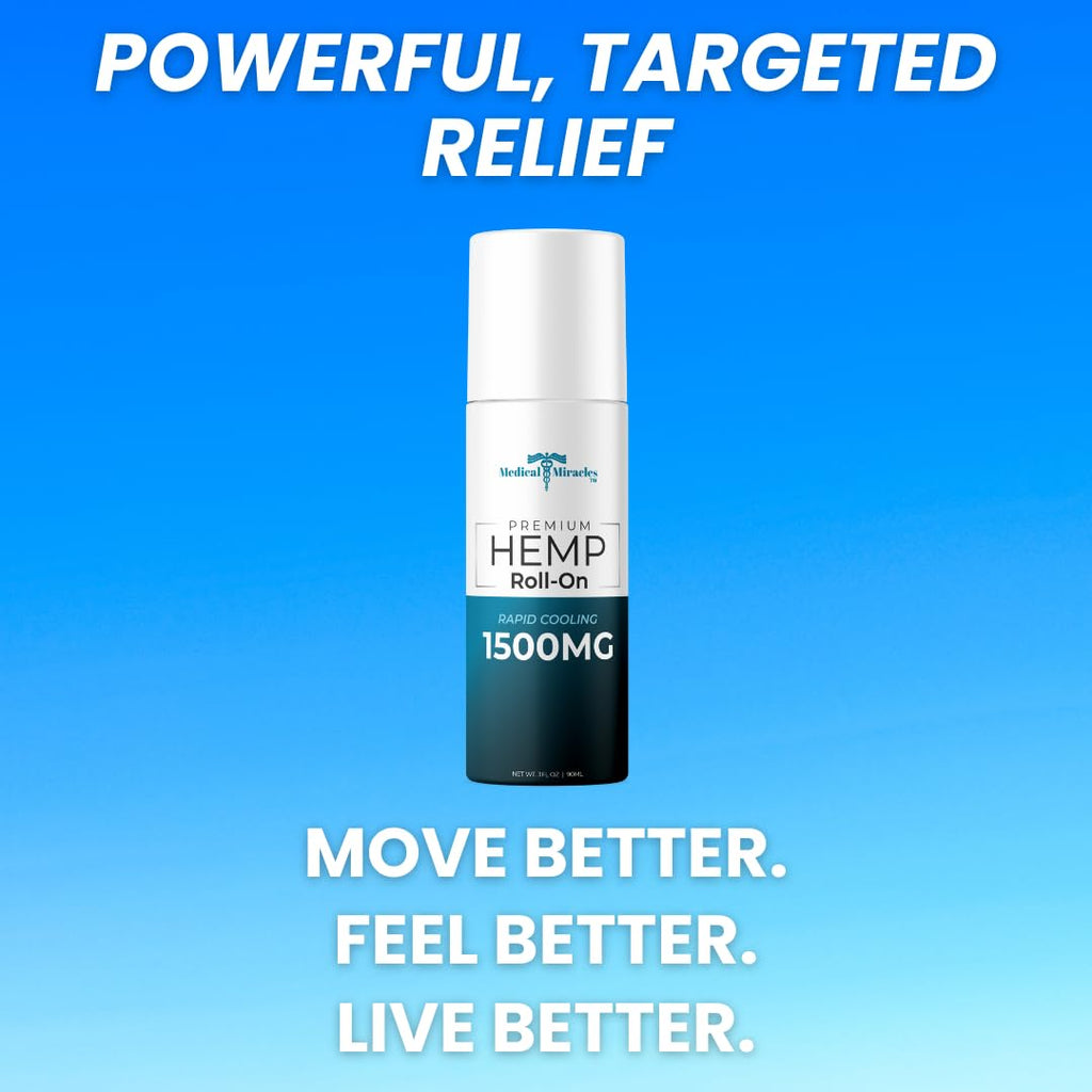 Medical Miracles New Hemp Oil Roll On - Ideal for Muscles, Hips, Joints, Neck, Back, Elbows, Fingers, Hands, and Knees (1500mg Roll-On) Medical Miracles Au supplements