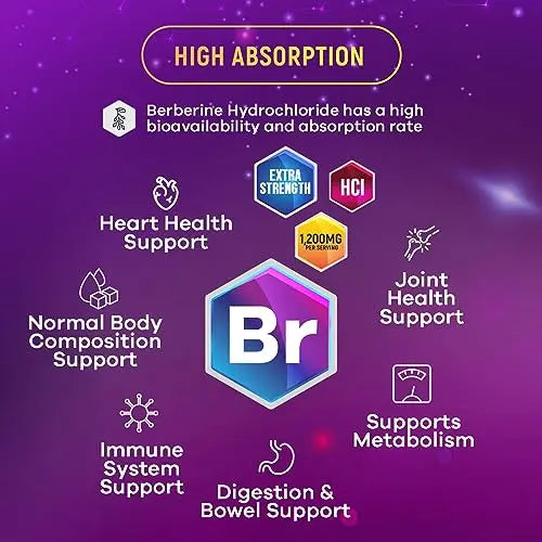 Berberine Supplement 1200mg per Serving - High Absorption Heart Health Support Nature's Nutrition Au supplements