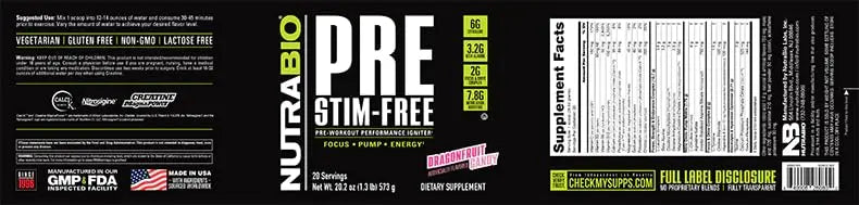 NutraBio PRE Stim Free - Caffeine Free Pre Workout Powder - Sustained Energy, Mental NutraBio Au supplements