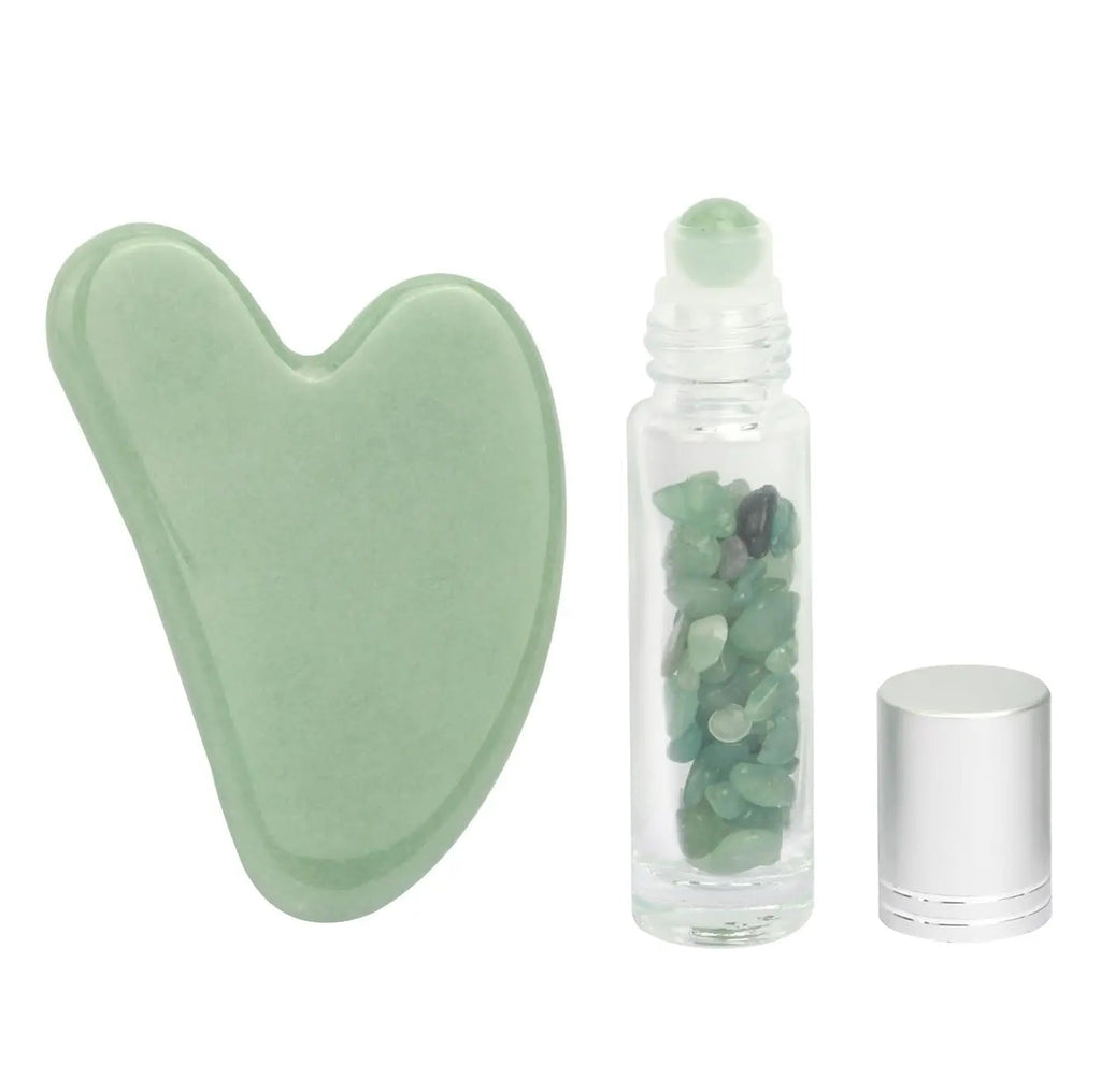 Padime 2 pcs | Premium Set | Real Jade Gua Sha Tool for Facial Skin Care + Glass Bottle for Your Oil Padimë Au supplements