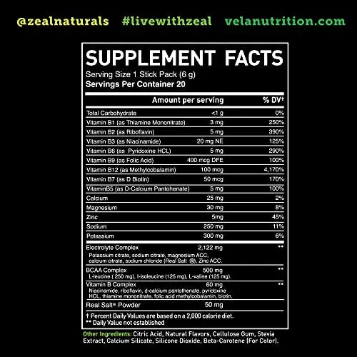 Enhanced Electrolyte Powder Stick Packs (Lemon Lime - 20 Packets) Sugar Free Zeal Naturals Au supplements