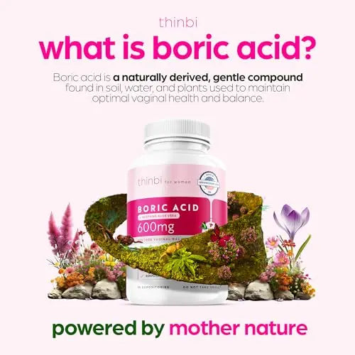 Thinbi Boric Acid Suppositories for Women w/Aloe Vera - BV Treatment & PH Balance Artnaturals Au supplements