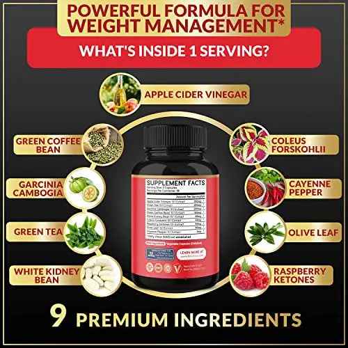 Fat Burner for Women, 9-in-1 Powerful Blend of Apple Cider Vinegar, Green Tea, Garcinia Cambogia BMVINVOL Au supplements