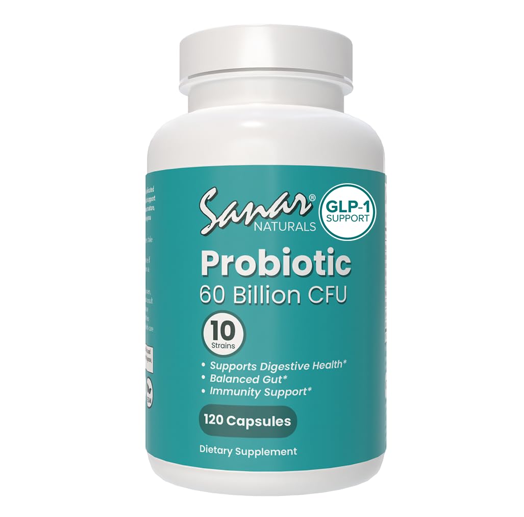 Sanar Naturals Probiotics 60 Billion CFU –  Support, Digestive & Gut Health - Probiotics for Women and Men - Vegan, Non-GMO, Gluten Free, 120 Capsules