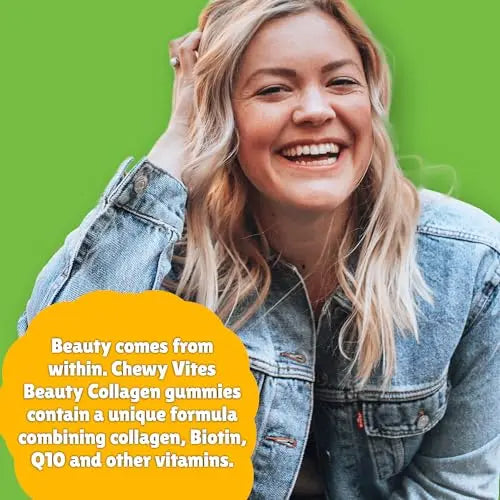 Chewy Vites Beauty Collagen 60 Gummy Vitamins |Hydrolised Collagen, CoQ10, Biotin + Vitamins | 1 Month Supply | Real Fruit Juice | Berry Flavour | 2-a-Day | CHEWY VITES Au supplements