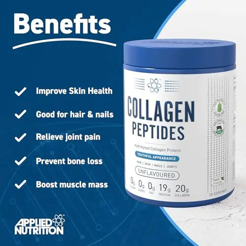 Applied Nutrition Collagen Peptides Powder - Hydrolysed Bovine Collagen Protein, Halal, Healthy Skin, Hair, Nails (Unflavoured) (300g - 15 Servings) Applied Nutrition Au supplements