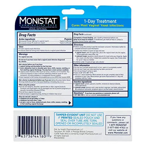 MONISTAT 1-Dose Yeast Infection Treatment, 1 Ovule Insert & External Itch Cream Monistat Au supplements