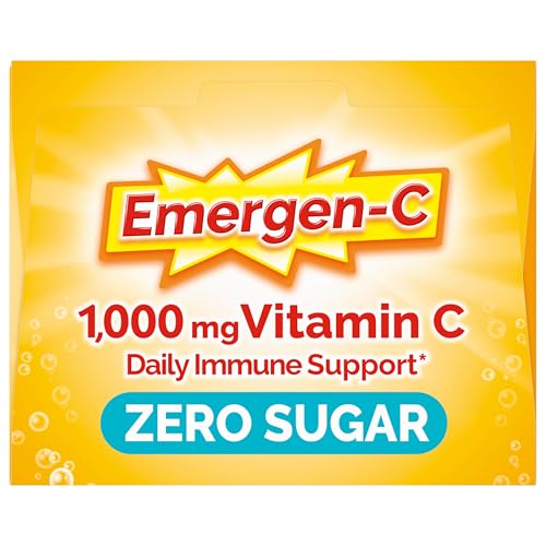 Emergen-C Zero Sugar 1000 mg Vitamin C Powder for Daily Immune Support Caffeine Free Vitamin C Supplements with Zinc and Manganese, B Vitamins and Electrolytes