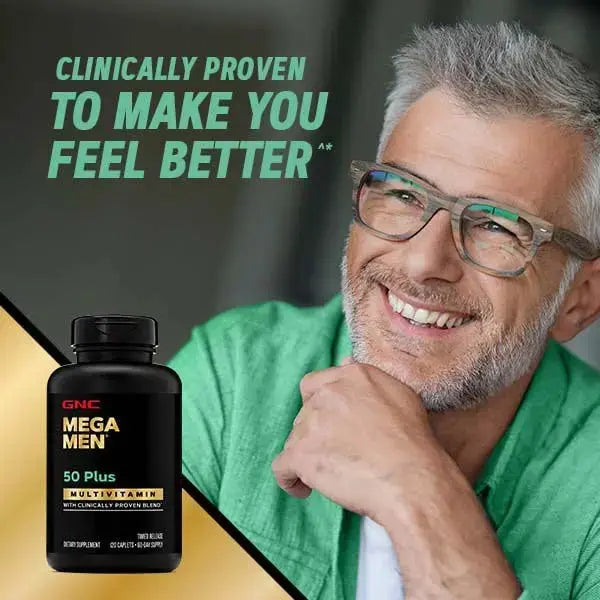 GNC Mega Men 50 Plus Multivitamin | Antioxidants | Heart Health | Prostate and Circulatory Support | 120 Count GNC Au supplements