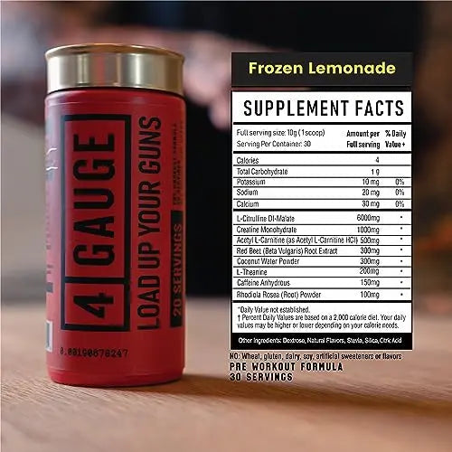 4 Gauge Natural Preworkout Without The Jitters | 30 Servings | Nitric Oxide Booster 4 Gauge Au supplements