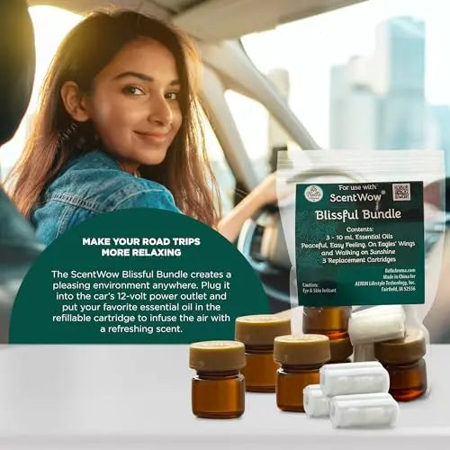 ScentWow® Aromatherapy Car Diffuser Refill Essential Oil Bundle with Three Refill Pads and 10ml Bottles Belle Aroma Au supplements
