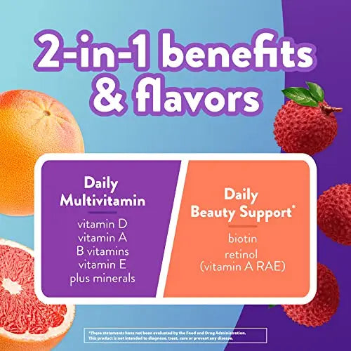 Vitafusion Multivitamin Plus Beauty – 2-in-1 Benefits – Adult Gummy with Hair, Skin & Nails Vitafusion Au supplements